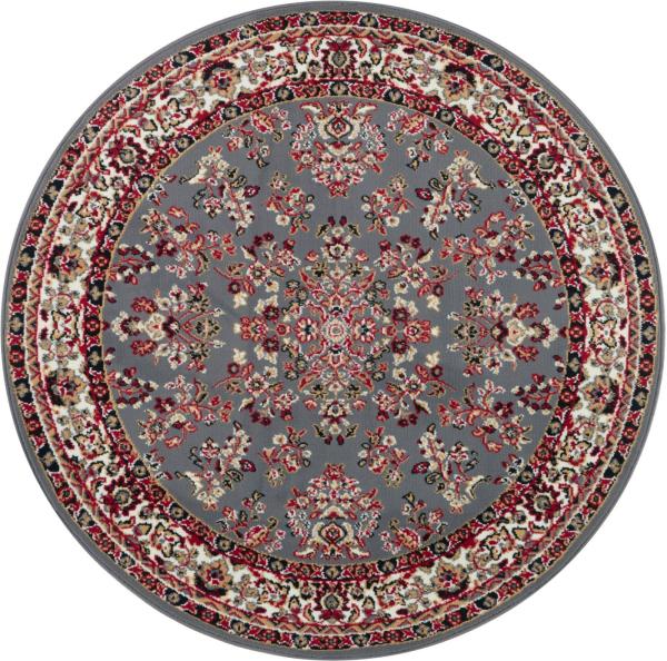 Kurzflor Orient Teppich Zabul - grau - 140 cm Durchmesser