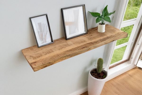 SAM® Wandregal Amara, massives Mangoholz, Baumkante, verschiedene Größen