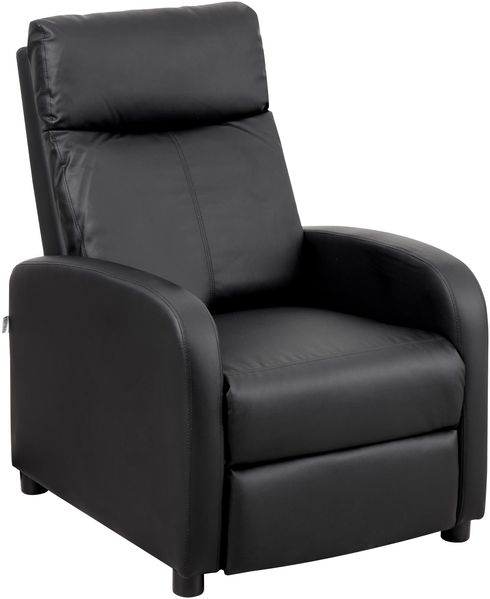 Baroni Home Lehnsessel aus weichem Schaumstoff, mit Rückenlehne zum Schieben, Fußstütze, rutschfeste Füße, Relax-Sessel, einfache Montage, bequem, Schwarz, 66 x 75 x 99 cm