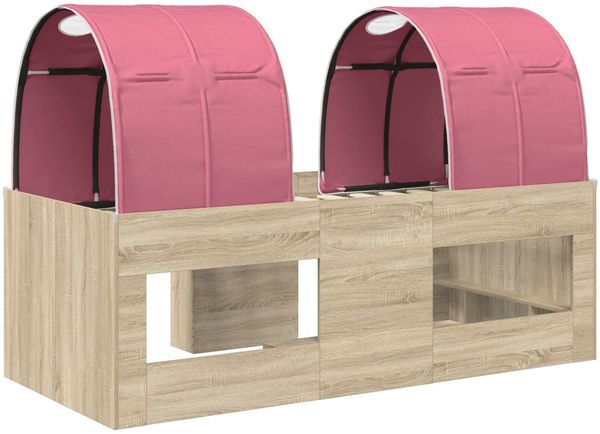 vidaXL Bett mit Tunnel 3 Stk. Sonoma Eiche und Pink Holzwerkstoff 3423530 Bild 8