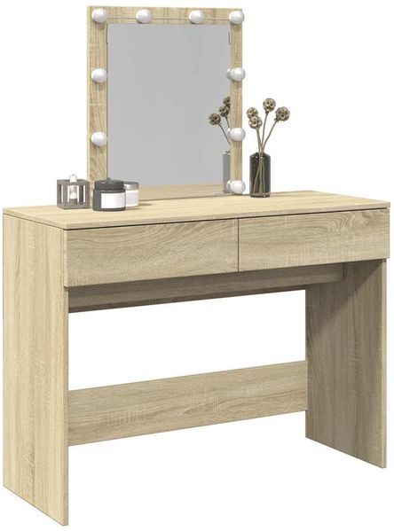 Schminktisch, Frisiertisch mit LED-Beleuchtung Sonoma-Eiche 100x40x130 cm Bild 4