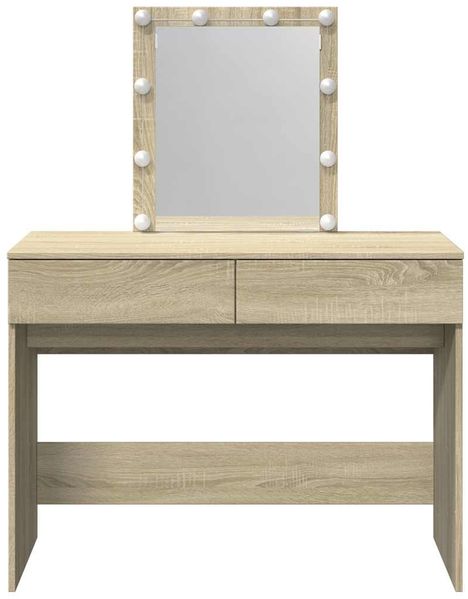 Schminktisch, Frisiertisch mit LED-Beleuchtung Sonoma-Eiche 100x40x130 cm Bild 5