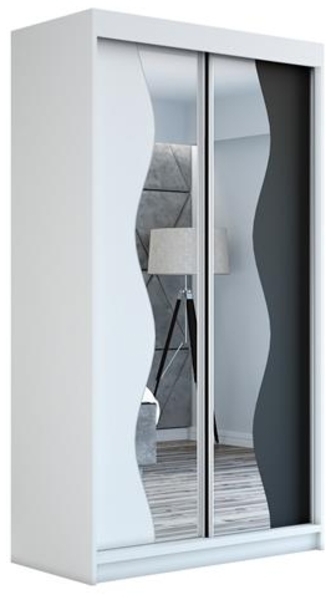 Schwebetrenschrank RIMA 2-trig Schrank 120 cm (mit Spiegel) Farbe: Wei , schwarz