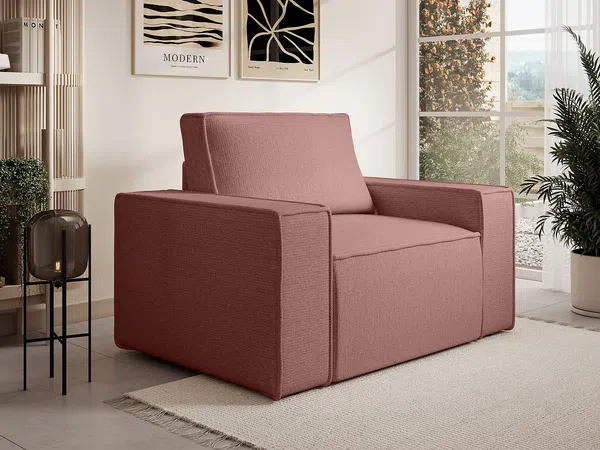 Vente-unique - AMELIA Sessel Stoff Rot - B 86 cm x H 85 cm x L 120 cm