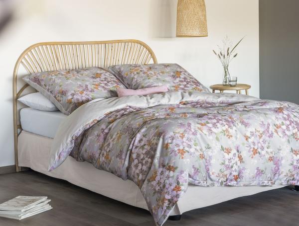 Irisette Crown Mako-Satin Bettwäsche 155x220 Wende Blumen grau rosa 8453-90