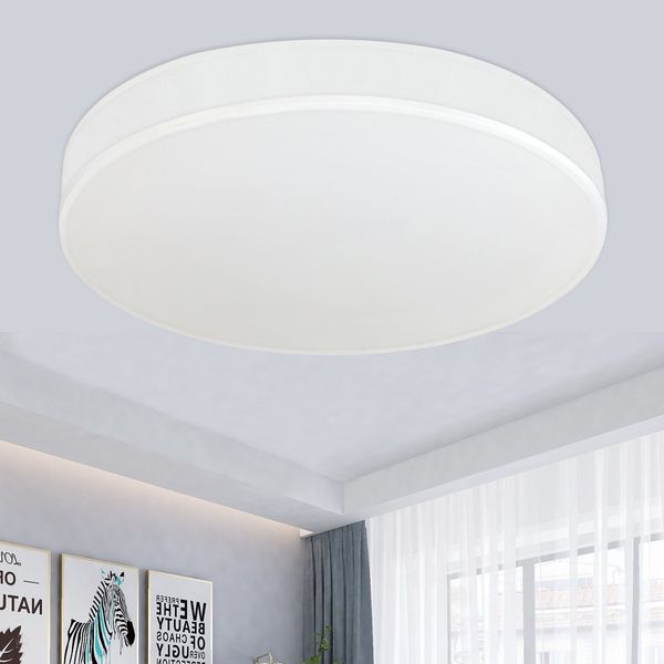 ZMH Deckenlampe LED Deckenleuchte Wohnzimmer Rund Weiß Modern Stoff Schlafzimmerlampe 3000K 12W Warmweiß Lampe mit Stoffschirm Schlafzimmer Lampenschirm Stoffdeckenlampe für Küche Flur Ø30CM