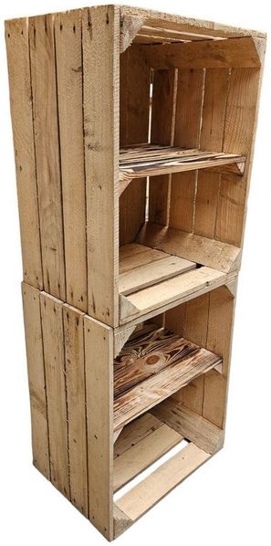 Teramico Holzkiste Obstkisten mit Ablagefach kurz 50 x 40 x 30cm 2er Set, Vintage Obstkiste