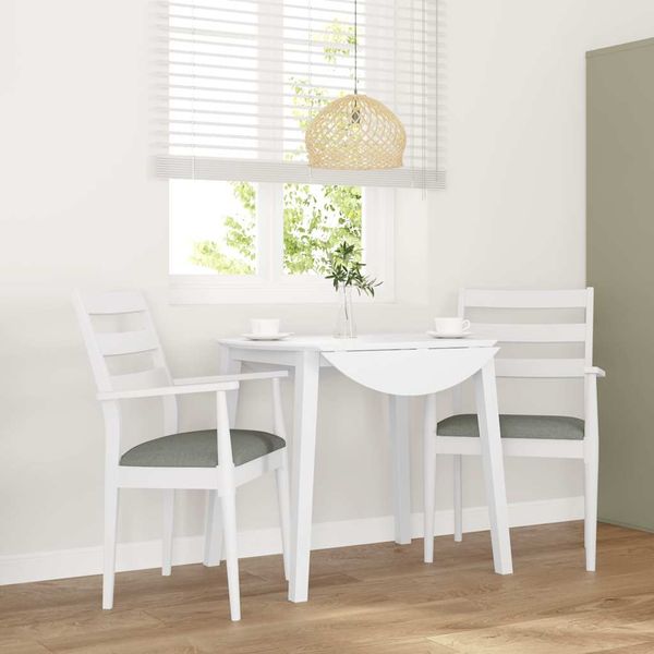 vidaXL Esszimmerstühle mit Kissen 2 Stk. Weiß Massivholz Gummibaum 4102474
