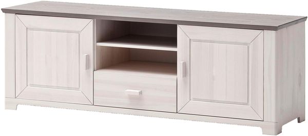 TV-Board >Malmö< in Weiß aus Massivholz - 160x55,5x46,5cm (BxHxT)