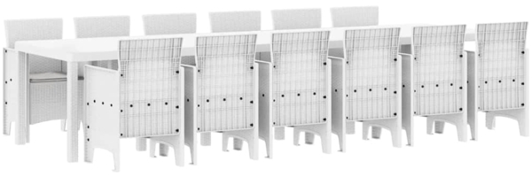 vidaXL Garten Essgruppe 13 pcs Weiß Polt Rattan 3378784