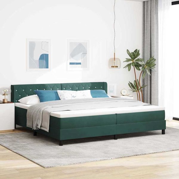 vidaXL Boxspringbett mit Kopfteil Dunkelgrün 200 x 200 cm Samt 3341435