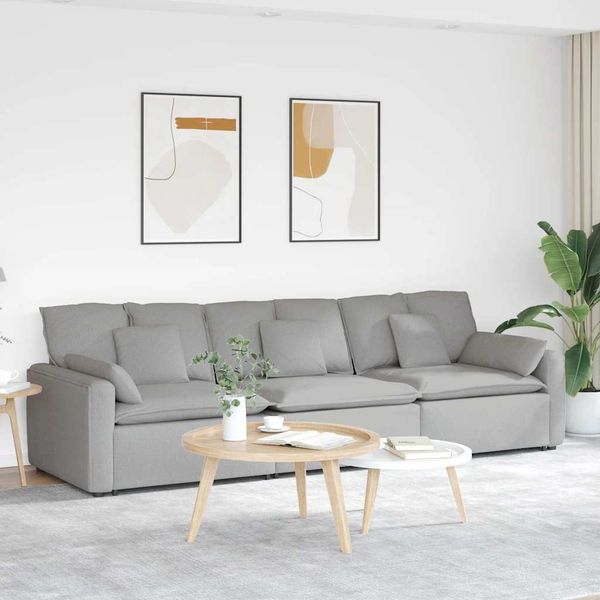 vidaXL Modulares Sofa mit Kissen Wolkengrau 3321096