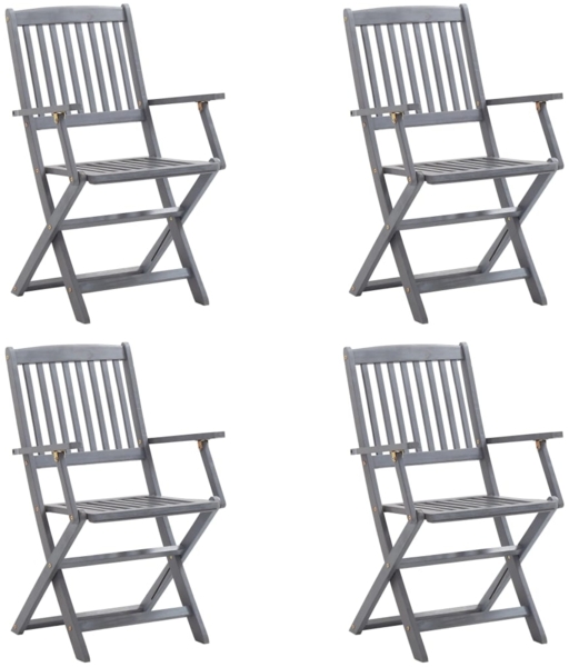 vidaXL Klappbare Gartenstühle 4 Stk. mit Kissen Massivholz Akazie 3064534