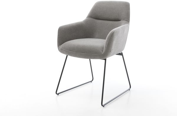 Esszimmerstuhl Pejo-Flex Strukturstoff Soft Grau Kufengestell Schwarz Taschenfederkern