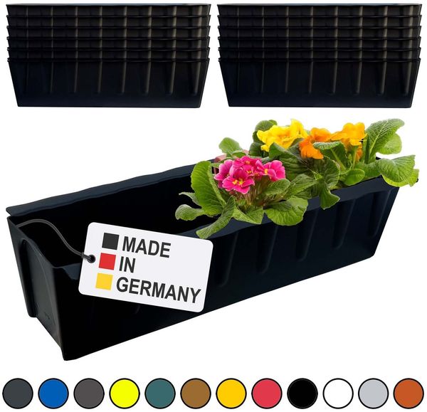 Hossi's Wholesale 12 Euro-Paletten Blumenkästen-Einsätze | 37,3cm Schwarz | Pflanzkasten für Europalette Palette | Balkonkasten | Blumentopf | aus stabilen Kunststoff | Made in Germany