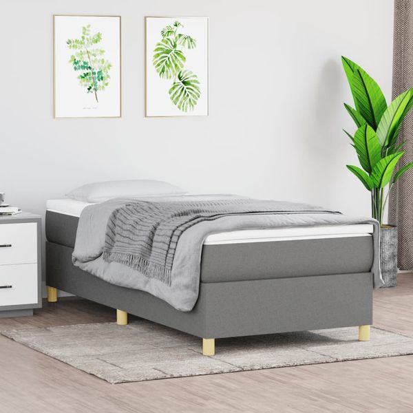 vidaXL Polsterbett, Stoff, Dunkelgrau, 90x200 cm, Natur