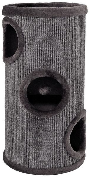 lionto Kratztonne Sisal 70 cm, Kratzturm mit 3 Eingängen & Kuschelbett, grau, (1-tlg), robust & platzsparend, Katzenspielplatz