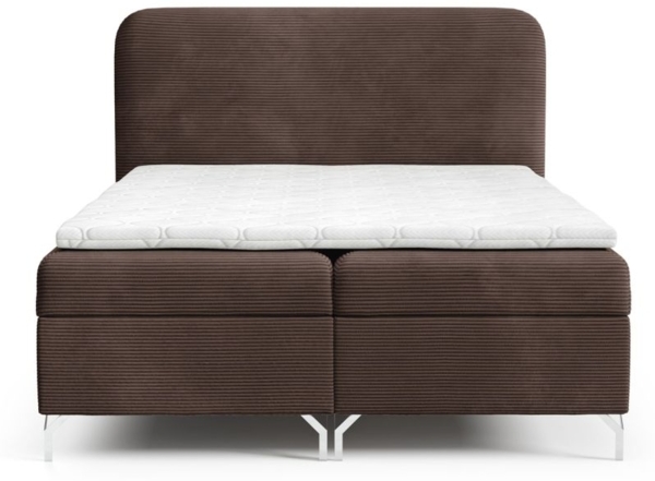 Boxspringbett Schlafzimmerbett EMILIO 200x220cm in Stoff Poso Dunkelbraun Bild 3