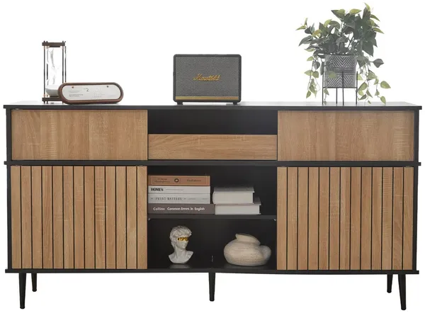 Sideboard 160/40/80 cm, Mehrzweckschrank mit Verschiebetüren, Küchenbuffet, Küchenschrank, Mehrzweckschrank