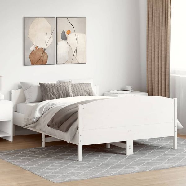 vidaXL Massivholzbett ohne Matratze Weiß 140x200 cm Kiefernholz 3216174