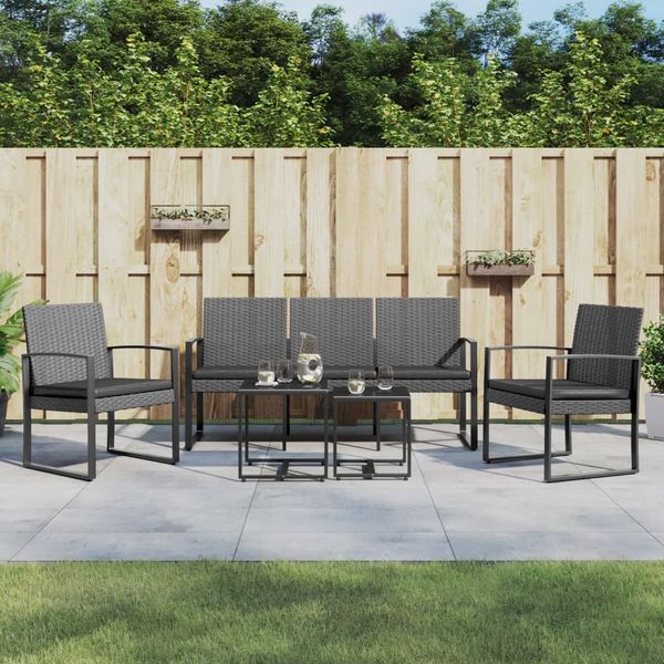 vidaXL 5-tlg. Garten-Essgruppe mit Kissen Dunkelgrau PP-Rattan 360220