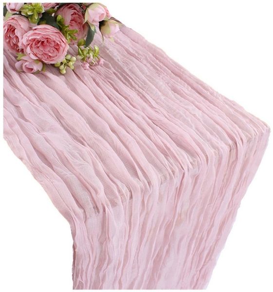 Minicloss Tischläufer Bali-Gaze mit Falten Tischdecke Bohemian Tabelle Flagge (1-tlg), 90x300 cm Romantische Tischdecke Dekoration