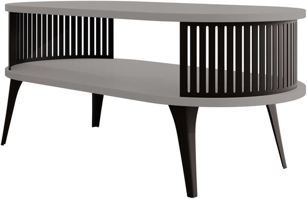 Couchtisch Rajkon Oval (Farbe: Schwarz / Hellgrau)