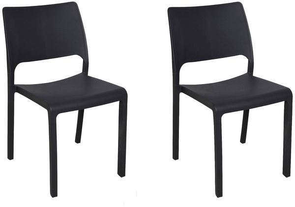 Dmora 2er-Set Gartenstühle Cereseto, Gartensitz, Für drinnen und draußen, Stapelbar, Made in Italy, 47x53 h82 cm, Anthrazit