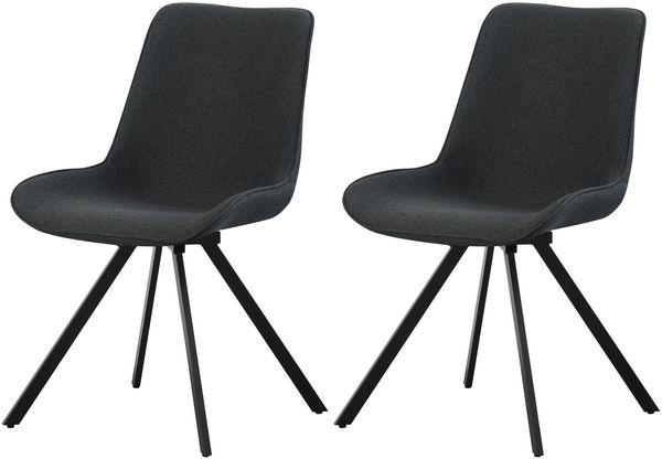 Drehstuhl 2er Set Rio Stühle in Anthrazit - gemütliches Design - B/H/T: 52x85x61 cm