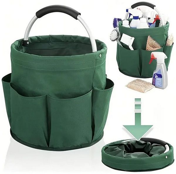 HEYHIPPO Aufbewahrungskorb Große Gartentasche 600D Oxford-Gewebe, wasserdicht, tragbar, 28×28 cm (Aufbewahrungstasche für Garten, Reinigung, Picknick & Camping), Faltbarer Aufbewahrungskorb für die Hand–Mehrzweck-mehreren Taschen