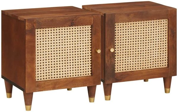 vidaXL Nachttisch 2 pcs Braun 40 x 33,5 x 46 cm Massivholz Akazie 4018877