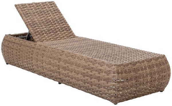 Dehner Gartenliege Liege Tulum, mit verstellbarem Kopfteil / Polster, 195 x 94 x 60 cm, elegante Outdoor-Liege in Rattanoptik, inkl. Polster