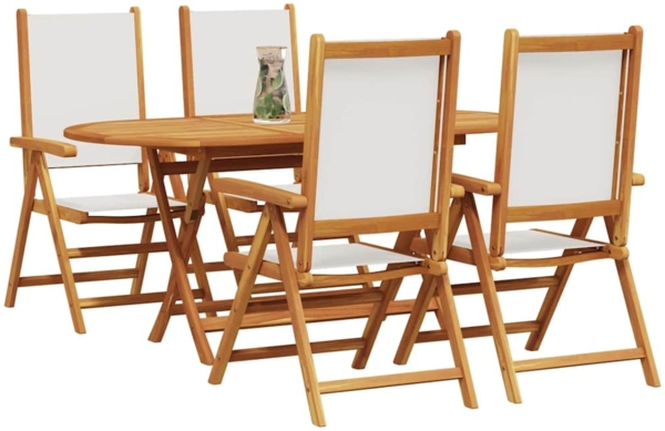 vidaXL Garten Essgruppe 5 pcs Cremeweiß Akazie Massivholz 3375742 Bild 2