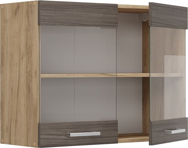 Küchenglasschrank R-Line Edelgrau 80 cm Vicco Bild 4