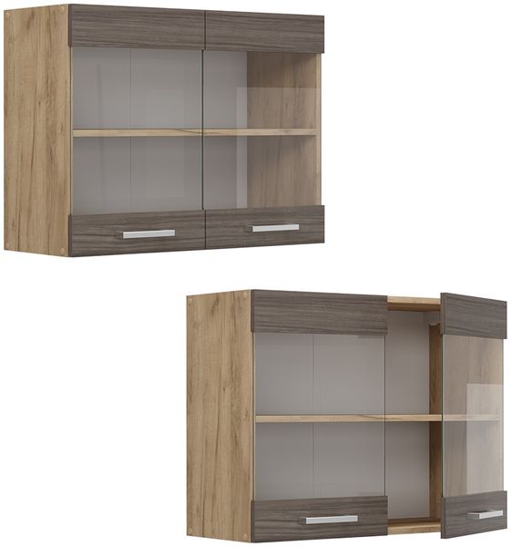 Küchenglasschrank R-Line Edelgrau 80 cm Vicco Bild 5