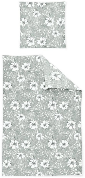 Irisette Sky Mako-Satin Bettwäsche 155x220 Paisley Blüten oliv grün 8459-30