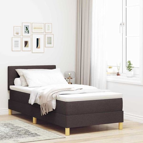 vidaXL Boxspringbett mit Kissen Dunkelbraun 90 x 200 cm Stoff 3338891