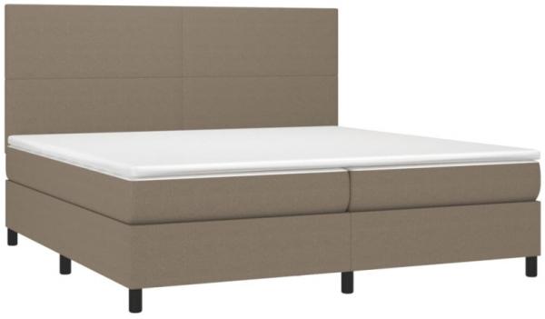 vidaXL Boxspringbett mit Matratze & LED Stoff Taupe 200 x 200 cm, Härtegrad: H2 [3134745]