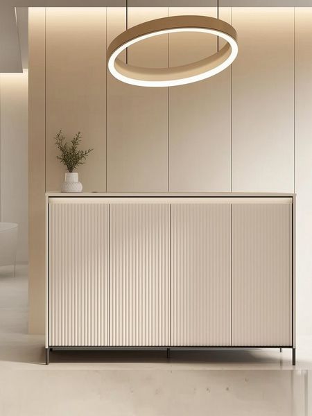 Compleo Kommode beige mit Lamellen FLORE, Elegant Schlafzimmer, Flur, geräumig