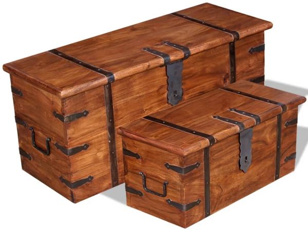 vidaXL 2-tlg. Truhen Set Massivholz 244050