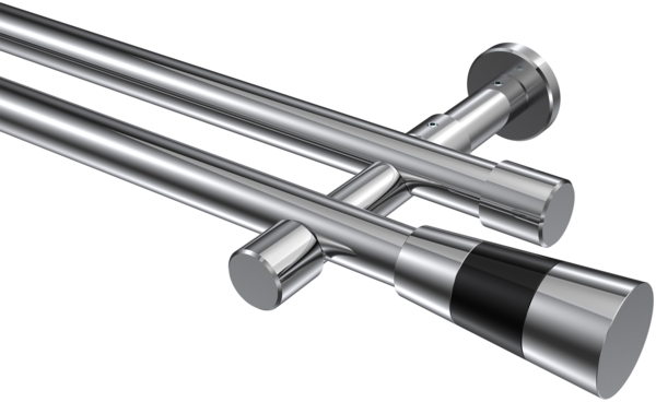 Gardinenstangen-Set Prestige Tanara 520 cm (geteilt in 4 x 130 cm), 2-läufig (ohne Ringe), 20 mm Ø Chrom