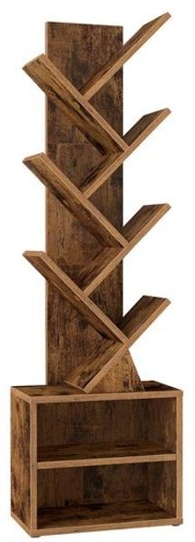VASAGLE Standregal in Baumform, Bücherregal, 20,3 x 38 x 123,2 cm, mit 2 Fächern, braun Bild 2