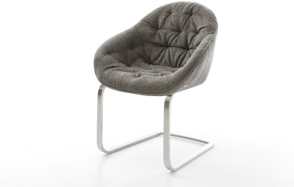 Delife Freischwinger Gaio-Flex, Bouclé Soft Schlamm, 59x63x80 cm