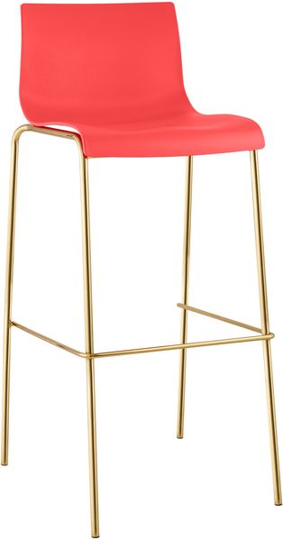 Barhocker TENAR - Kunststoff Rot 43x48x100 cm Gold | Barstuhl Mit Lehne Tresenhocker Tresenstuhl Kneipenhocker Kneipenstuhl