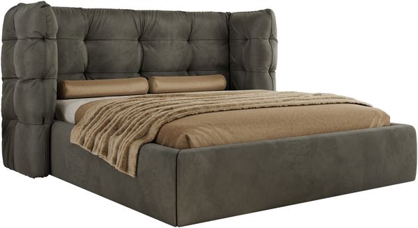 Polsterbett FLONELLE CLASSIC 160 x 200 cm mit Stauraum, Federholzlattenrost, Massivholzrahmen, gestepptes Kopfteil Gasdruckfeder Schlafzimmerbett - Dunkelgrau Samt Bild 5