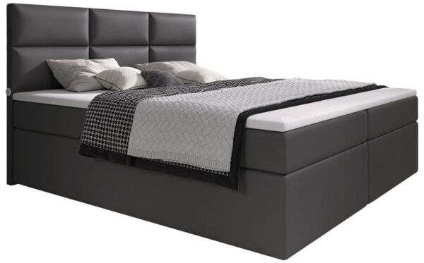 Boxspringbett Carre mit USB-Anschluss 180x200 Grau H3 (70-100kg)
