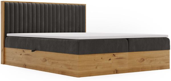 GRAINGOLD Forest Bett 140x200, Boxspringbett mit zwei Bettkästen, Velvet-Stoff, mit Kopfteil, Dunkelgrau Bild 2