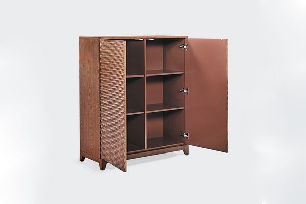 KAWOLA Highboard COPAS 2 Türen Eiche furniert braun 120 x 40 x 100 cm