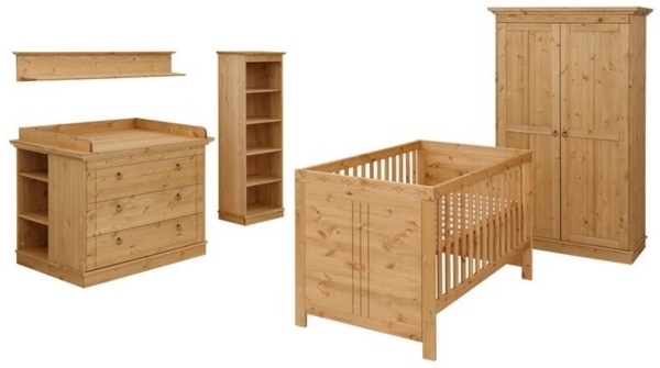 Lüttenhütt Babyzimmer-Komplettset Indra, FSC® zertifiziertes Massivholz, zum Jugendzimmer umgestaltbar, (Spar-Set, 7-tlg, Kleiderschrank, Bett, Kommode + Aufsatz, Unterbau-, Wand- & Standregal), massive Kiefer, 7-teilges Set, zertifizierte Qualität, la... Bild 4