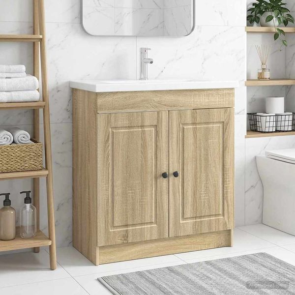vidaXL Unter dem Waschbecken Badschrank Sonoma-Eiche 56 x 37,5 x 81 cm 890066